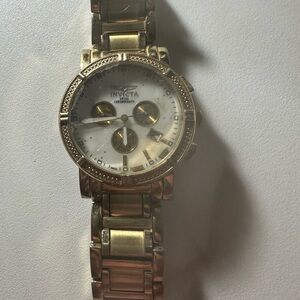 Invicta Gold and White Chronograph Watch